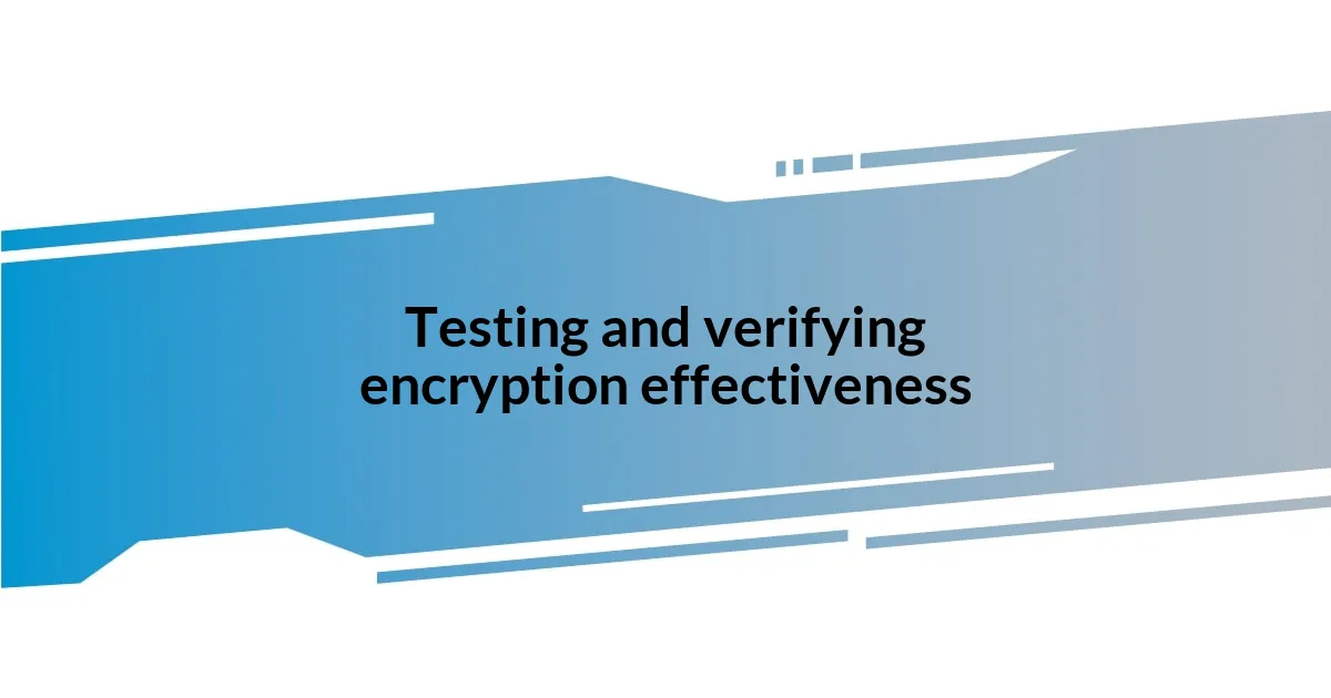 Testing and verifying encryption effectiveness